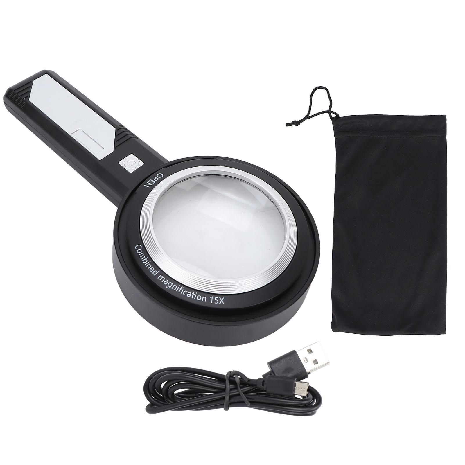 Handheld Magnifying Glass 6X15X Reading Illuminated Lighted Magnifier with 6 LED Lights for
Handheld Magnifying Glass 6X15X Reading Illuminated Lighted Magnifier with 6 LED Lights for