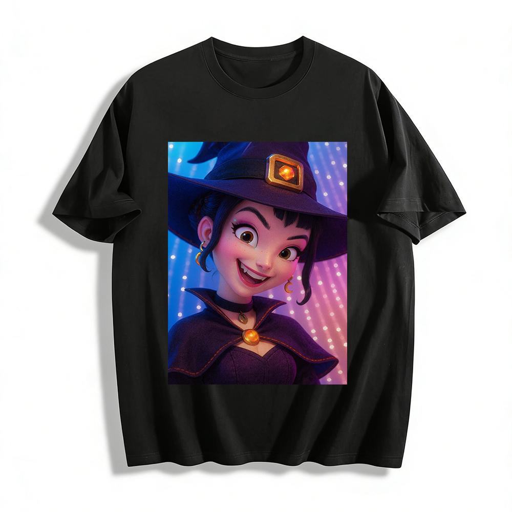 Cute Playful Little Witch Print Casual Top Halloween Themed Loose Unisex T-Shirt Pure cotton T-shirt XXS
Cute Playful Little Witch Print Casual Top Halloween Themed Loose Unisex T-Shirt Pure cotton T-shirt XXS