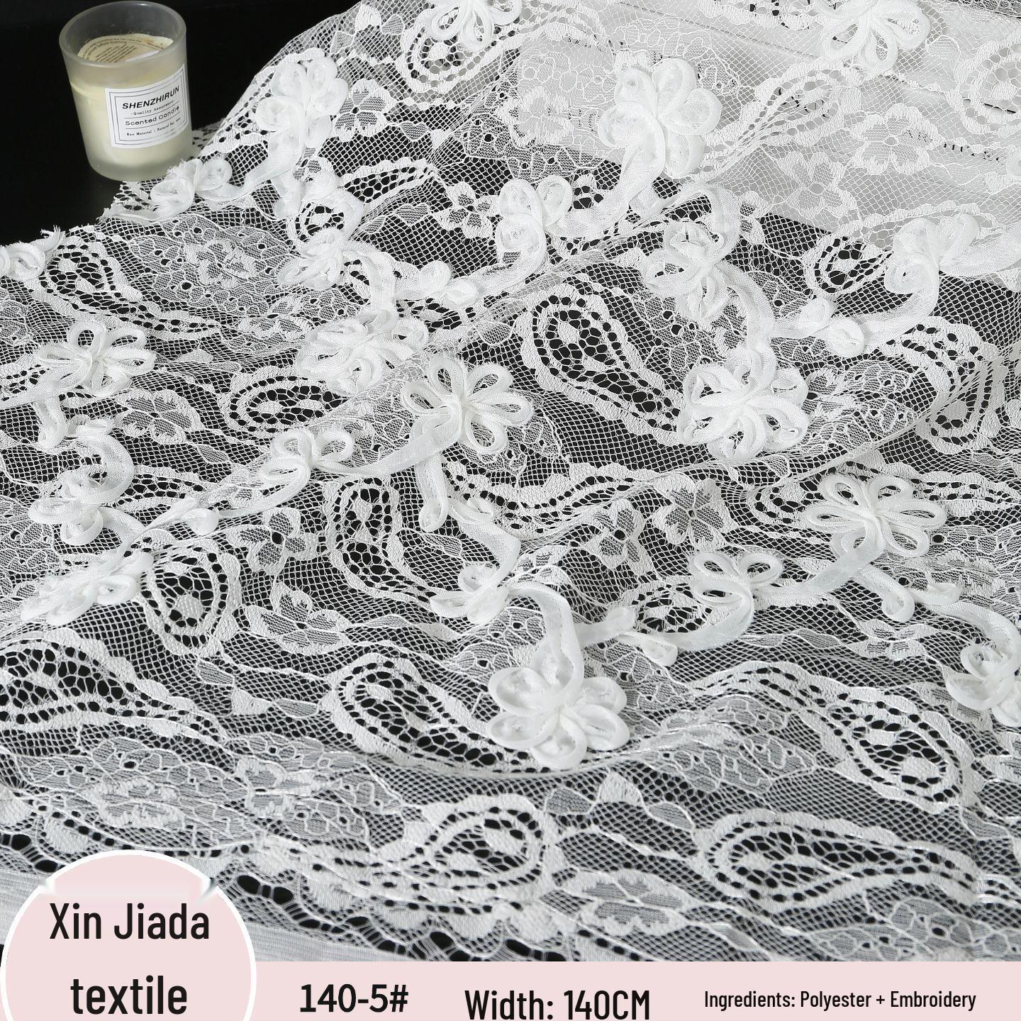 3D Floral Embroidery Lace Fabric for Elegant Wedding and Bridesmaid Dresses
3D Floral Embroidery Lace Fabric for Elegant Wedding and Bridesmaid Dresses