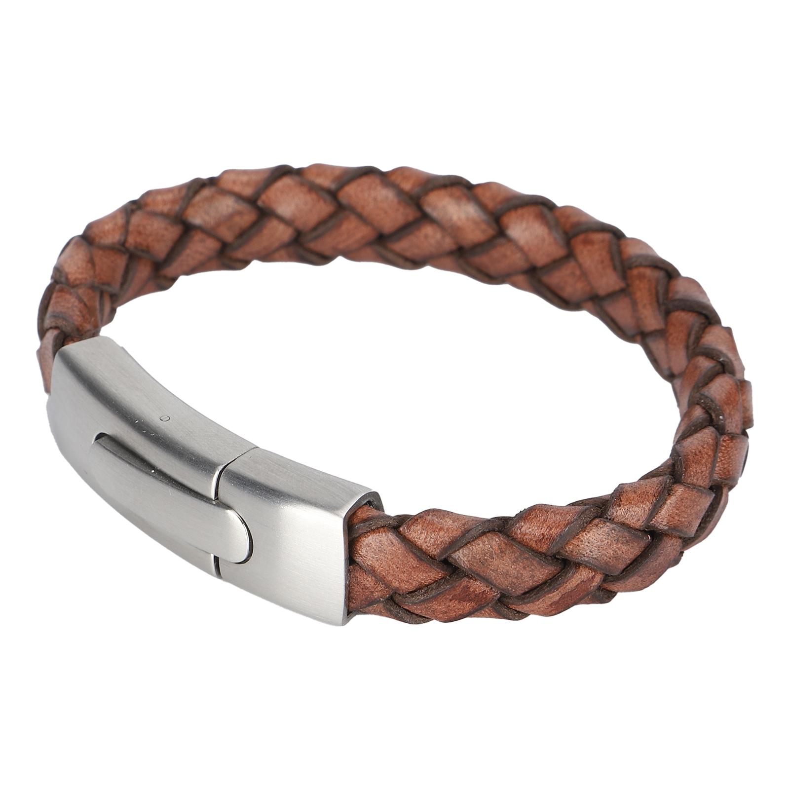 Винтажный плетеный кожаный браслет Мужской браслет-манжета Браслет с плетением с магнитной застежкой
Винтажный плетеный кожаный браслет Мужской браслет-манжета Браслет с плетением с магнитной застежкой