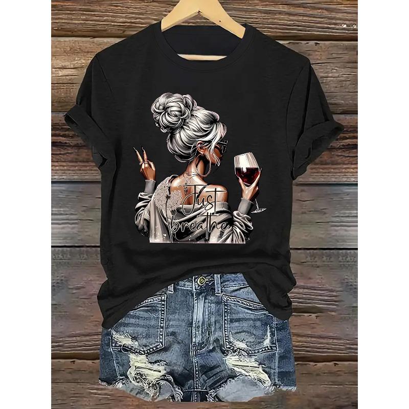 European Size Women S Fashion T-Shirt, Printed Design Round Neck T-Shirt, Casual Short Sleeve Round Neck T-Shirt for Women. 4XL чорний
European Size Women S Fashion T-Shirt, Printed Design Round Neck T-Shirt, Casual Short Sleeve Round Neck T-Shirt for Women. 4XL чорний
