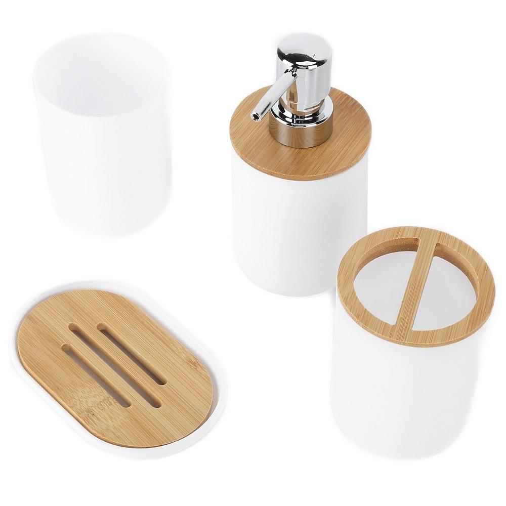 Plastic Bamboo Bathroom Accessory Set 4-Piece Bathroom Supplies Set Toothbrush Cup Set Family білий
Plastic Bamboo Bathroom Accessory Set 4-Piece Bathroom Supplies Set Toothbrush Cup Set Family білий