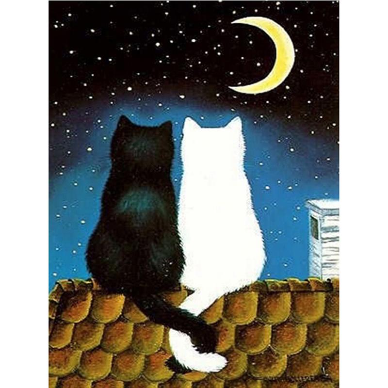 Полный 5D Diy Алмазная картина Черно-белый кот Луна Алмазная вышивка Полный вышивка крестиком Домашний декор Подарок ручной работы 
Полный 5D Diy Алмазная картина Черно-белый кот Луна Алмазная вышивка Полный вышивка крестиком Домашний декор Подарок ручной работы