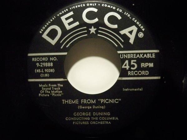 7inch Record GEORGE DUNING / MORRIS STOLOFF - Theme From Picnic 929888 Decca 1956 Canada Jazz Used
7inch Record GEORGE DUNING / MORRIS STOLOFF - Theme From Picnic 929888 Decca 1956 Canada Jazz Used