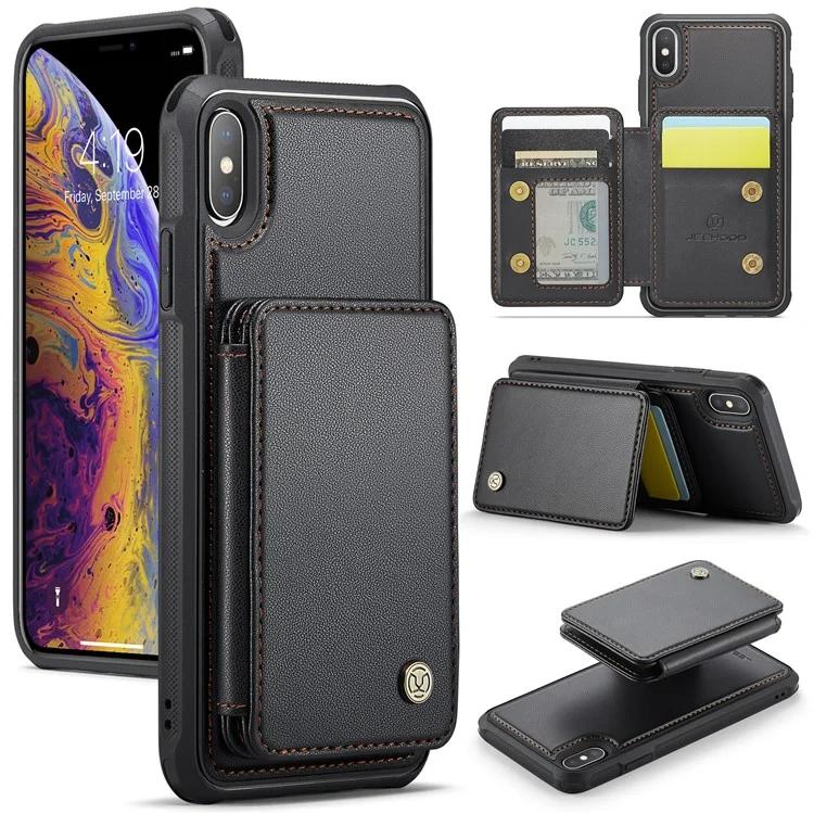 JEEHOOD J05 For iPhone XS Max Magnetic Case Card Bag Kickstand PU+TPU Phone Cover - Black
JEEHOOD J05 For iPhone XS Max Magnetic Case Card Bag Kickstand PU+TPU Phone Cover - Black