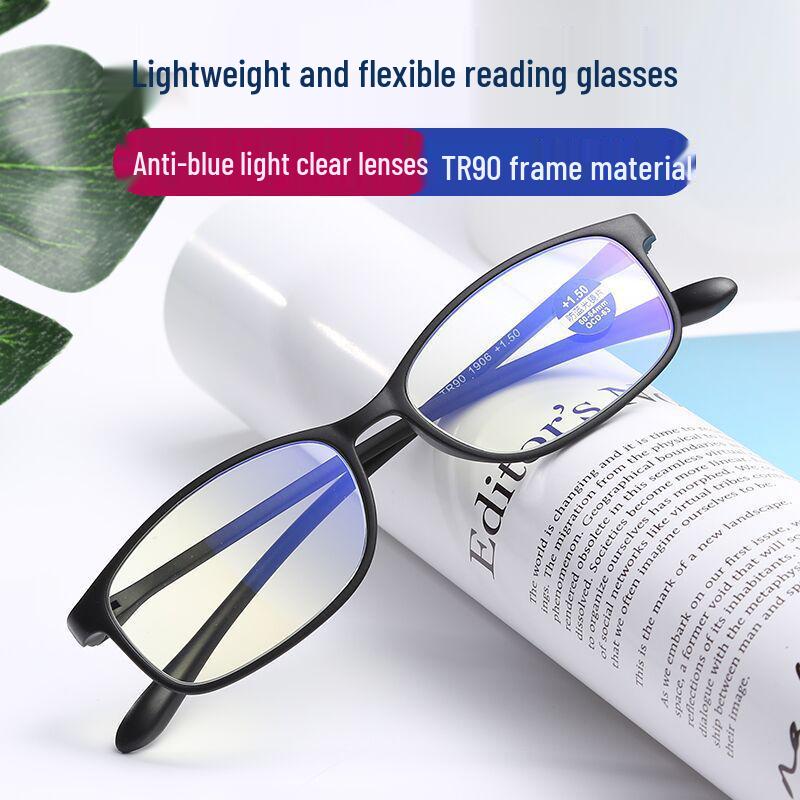 TR90 Fashionable Large Frame Reading Glasses for Men & Women, Anti-Blue Light Ultra-Light Lenses, 100-400 Degrees Model 5229. +250
TR90 Fashionable Large Frame Reading Glasses for Men & Women, Anti-Blue Light Ultra-Light Lenses, 100-400 Degrees Model 5229. +250