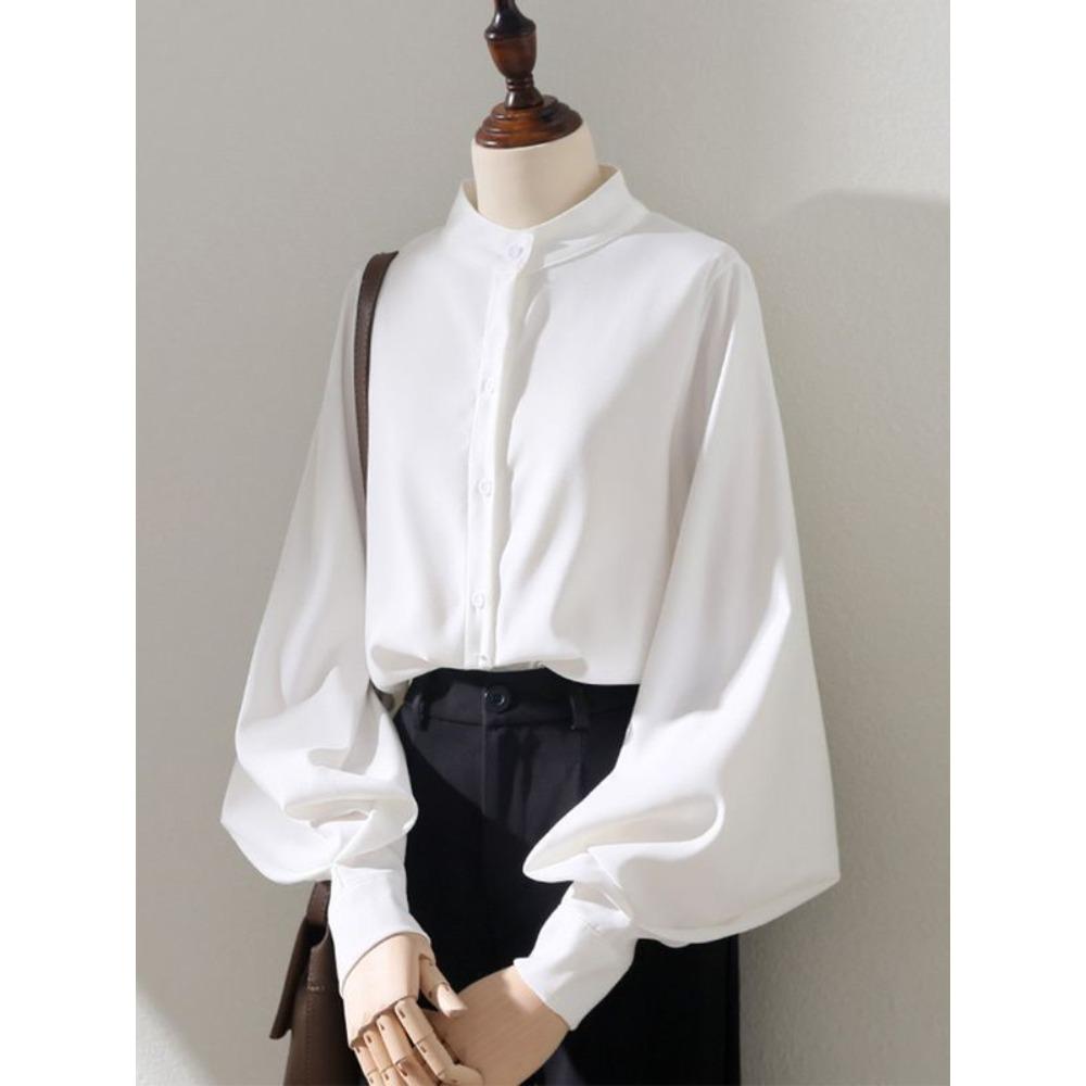 Spring New Style Lantern Sleeve White Shirt Women Long-sleeved Grinding Top Korean Style Loose Stand Collar Puff Sleeve Cardigan XXXL дубильна кора
Spring New Style Lantern Sleeve White Shirt Women Long-sleeved Grinding Top Korean Style Loose Stand Collar Puff Sleeve Cardigan XXXL дубильна кора