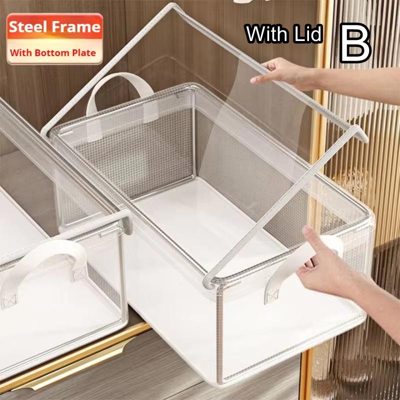 1 Pc Transparent Pvc Solid Steel Frame Storage Box,Waterproof,Underwear Storage Basket,Suitable For Home And Dormitory Use
1 Pc Transparent Pvc Solid Steel Frame Storage Box,Waterproof,Underwear Storage Basket,Suitable For Home And Dormitory Use
