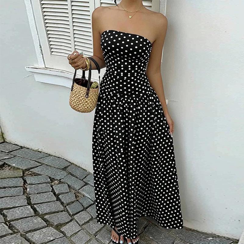 Women Summer Off Should Sexy Dress Polka Dot Printing Sleeveless Maxi Dresses Polyester Slim Waist Long Robe Evening Party Gown 2XL
Women Summer Off Should Sexy Dress Polka Dot Printing Sleeveless Maxi Dresses Polyester Slim Waist Long Robe Evening Party Gown 2XL