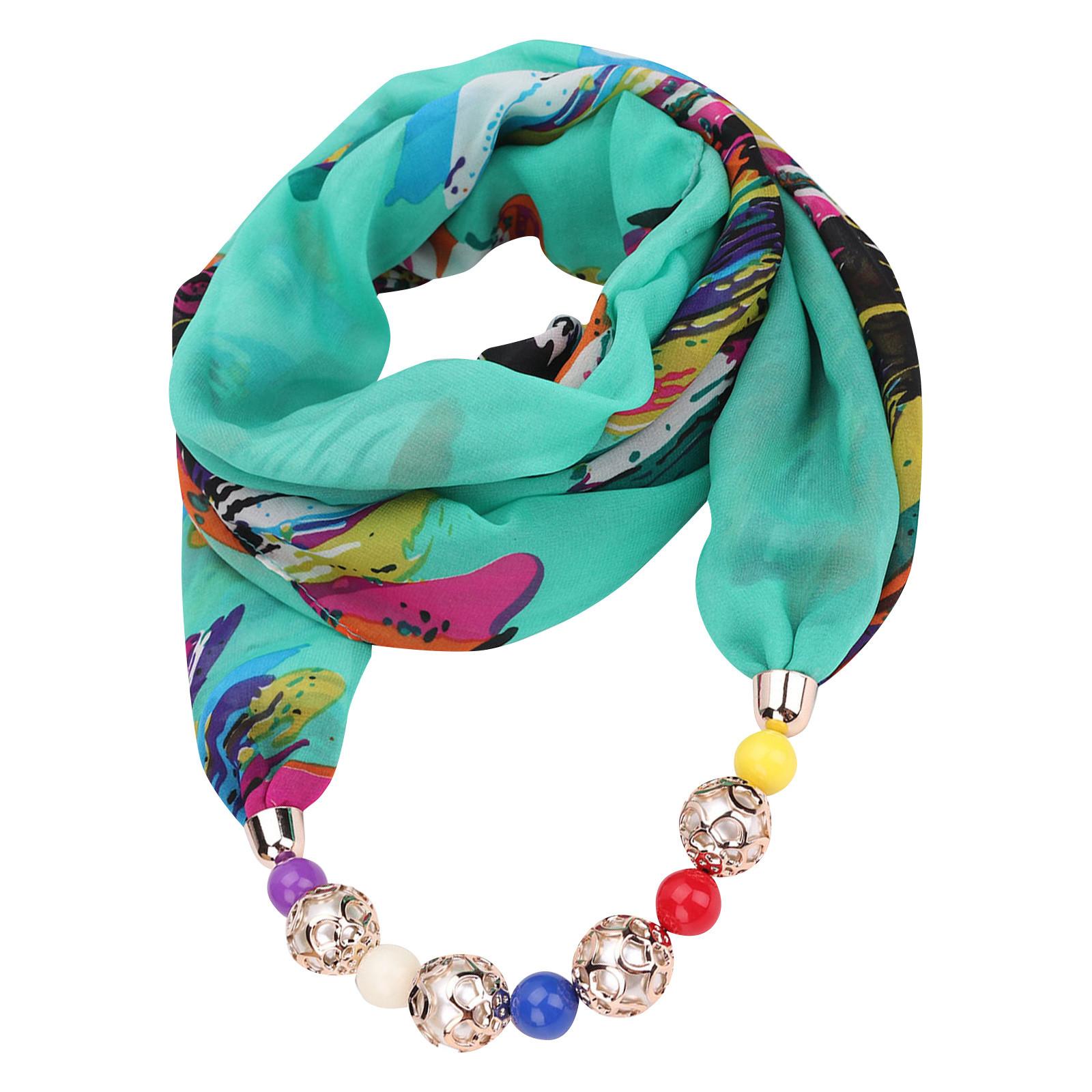 Великолепные бусины, шарф с круглым кольцом, женские аксессуары для шарфов, ожерелье, этнический шарф One Size зелёный