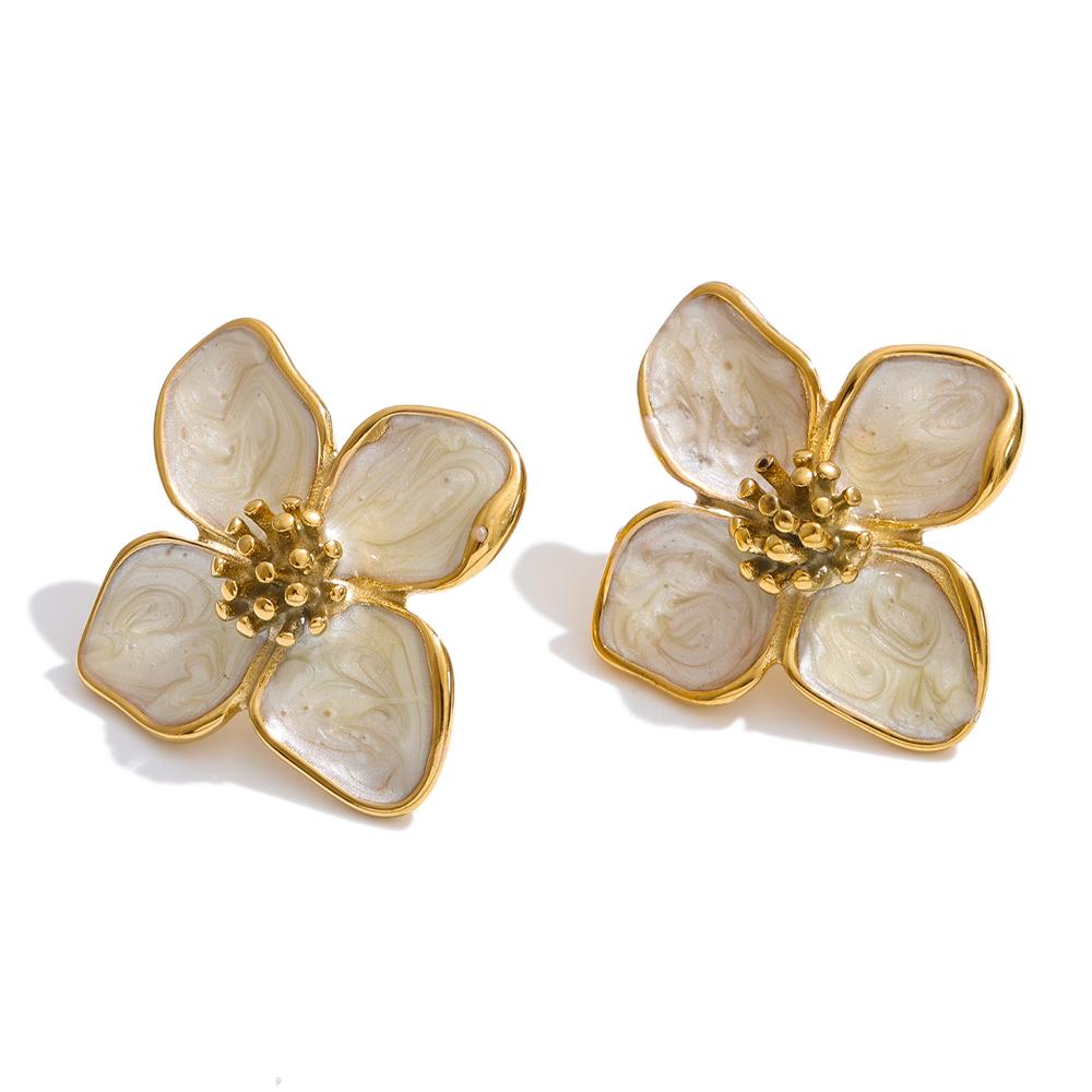 Yhpup 24*26mm Waterproof Stainless Steel Enamel Flower Stud Earrings for Women 16K Golden PVD Plated Exquisite Jewelry Gift
Yhpup 24*26mm Waterproof Stainless Steel Enamel Flower Stud Earrings for Women 16K Golden PVD Plated Exquisite Jewelry Gift