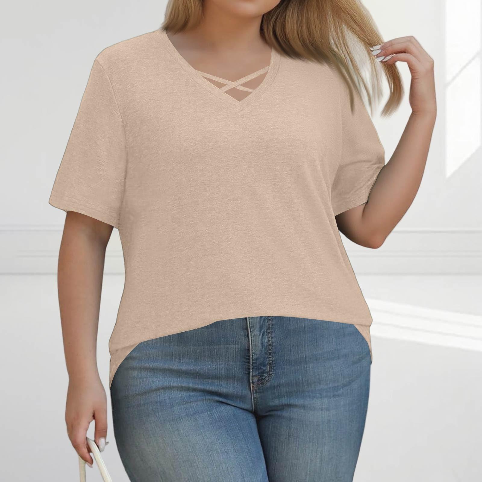 Женская модная повседневная однотонная футболка с V-образным вырезом и коротким рукавом большого размера XXXXL хаки
Женская модная повседневная однотонная футболка с V-образным вырезом и коротким рукавом большого размера XXXXL хаки