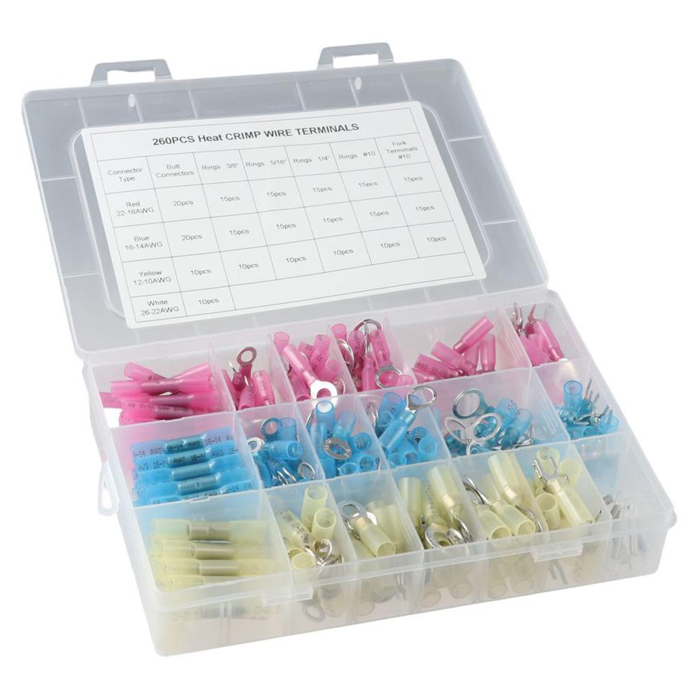 260PCS AWG 26-10 Heat Shrink Wire Connectors Waterproof Wire Connectors Kit Butt Connectors Marine
260PCS AWG 26-10 Heat Shrink Wire Connectors Waterproof Wire Connectors Kit Butt Connectors Marine
