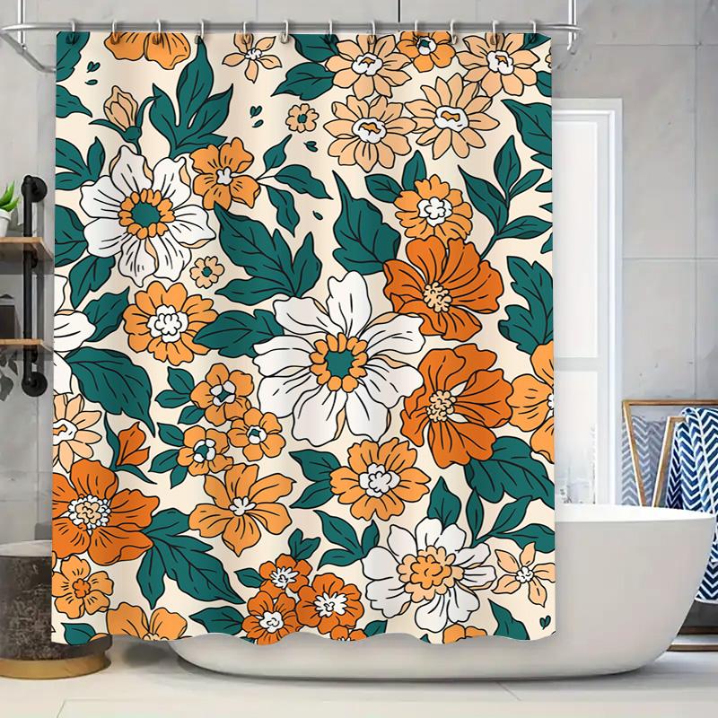 Luxury Floral Shower Curtain Set Waterproof Bath Decor With Orange White Flowers Print Modern Home Decor For Bathroom Available W60H190(CM)-1 Pcs
Luxury Floral Shower Curtain Set Waterproof Bath Decor With Orange White Flowers Print Modern Home Decor For Bathroom Available W60H190(CM)-1 Pcs