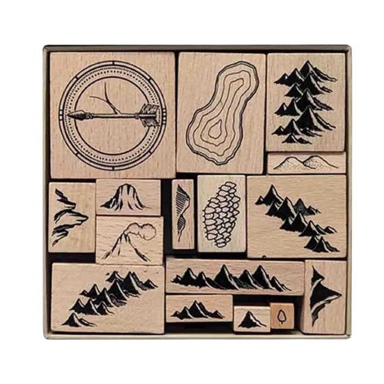 1 набор штампов ручной работы для изготовления тарелок с 16 деревянными резиновыми штампами B