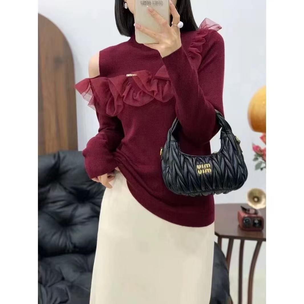X391 Off-Shoulder Knit with Mesh Ruffle Patchwork for Spring/Autumn M (90-108 jin)
X391 Off-Shoulder Knit with Mesh Ruffle Patchwork for Spring/Autumn M (90-108 jin)