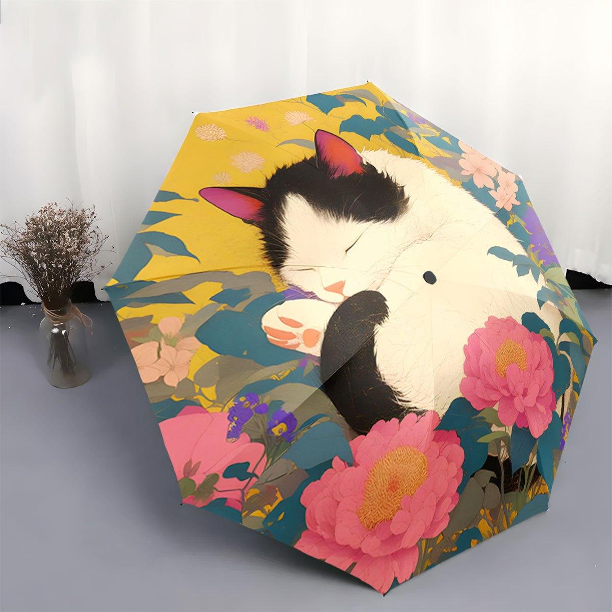 Folding Umbrella The umbrella features a black-and-white sleeping cat surrounded by vibrant pink peonies and green-blue foliag (as the picture,Iron&8K)
Folding Umbrella The umbrella features a black-and-white sleeping cat surrounded by vibrant pink peonies and green-blue foliag (as the picture,Iron&8K)