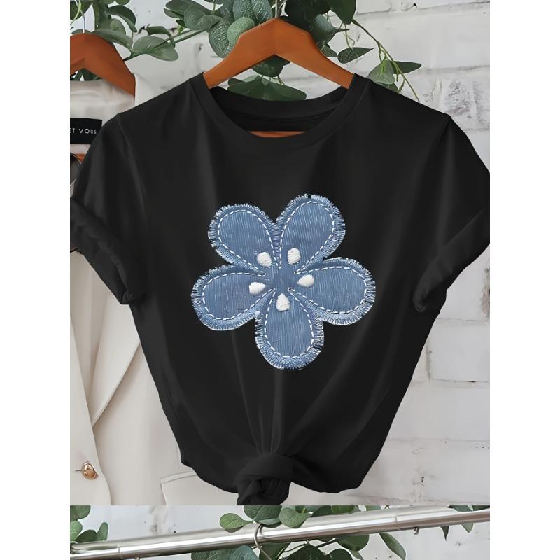 European sizes Women S Floral Print T-Shirt - Lightweight Breathable Short Sleeve Crew Neck Top, Blue & White Flower Design, Casual Summer Tee 4XL
European sizes Women S Floral Print T-Shirt - Lightweight Breathable Short Sleeve Crew Neck Top, Blue & White Flower Design, Casual Summer Tee 4XL