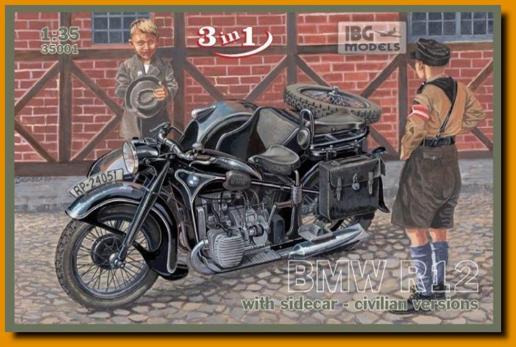 IBG 1/35 Немецкий BMW R12 с коляской, Гражданская версия, Пластиковый набор для сборки PB35001
IBG 1/35 Немецкий BMW R12 с коляской, Гражданская версия, Пластиковый набор для сборки PB35001