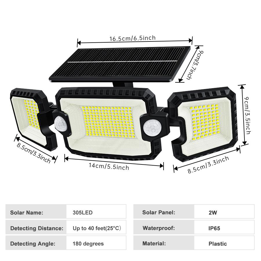 305LED Solar Lights Outdoor Solar Security Lights Motion Sensor Solar Floodlight Waterproof Solar Powered Wall Light Yard Garage
305LED Solar Lights Outdoor Solar Security Lights Motion Sensor Solar Floodlight Waterproof Solar Powered Wall Light Yard Garage