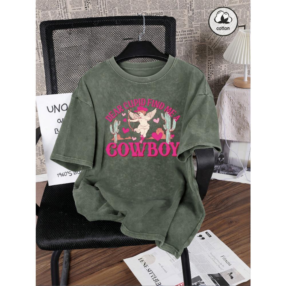 Dear Cupid Cowboy Desert Cactus Prints Washed T Shirts Womens Summer O-Neck Short Sleeve Trendy Cotton Top Loose T-Shirt S
Dear Cupid Cowboy Desert Cactus Prints Washed T Shirts Womens Summer O-Neck Short Sleeve Trendy Cotton Top Loose T-Shirt S