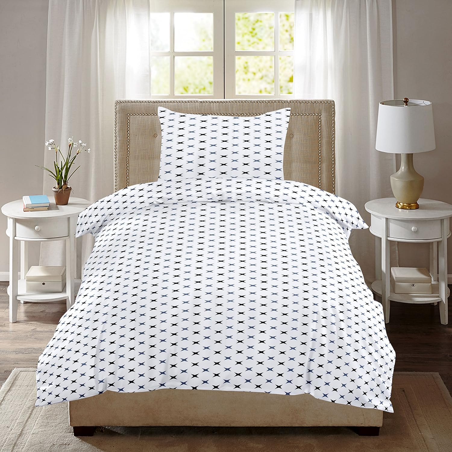 Ahmedabad Cotton 144 TC Хлопковая односпальная простыня с 1 наволочкой - белый, серый SINGAL
Ahmedabad Cotton 144 TC Хлопковая односпальная простыня с 1 наволочкой - белый, серый SINGAL