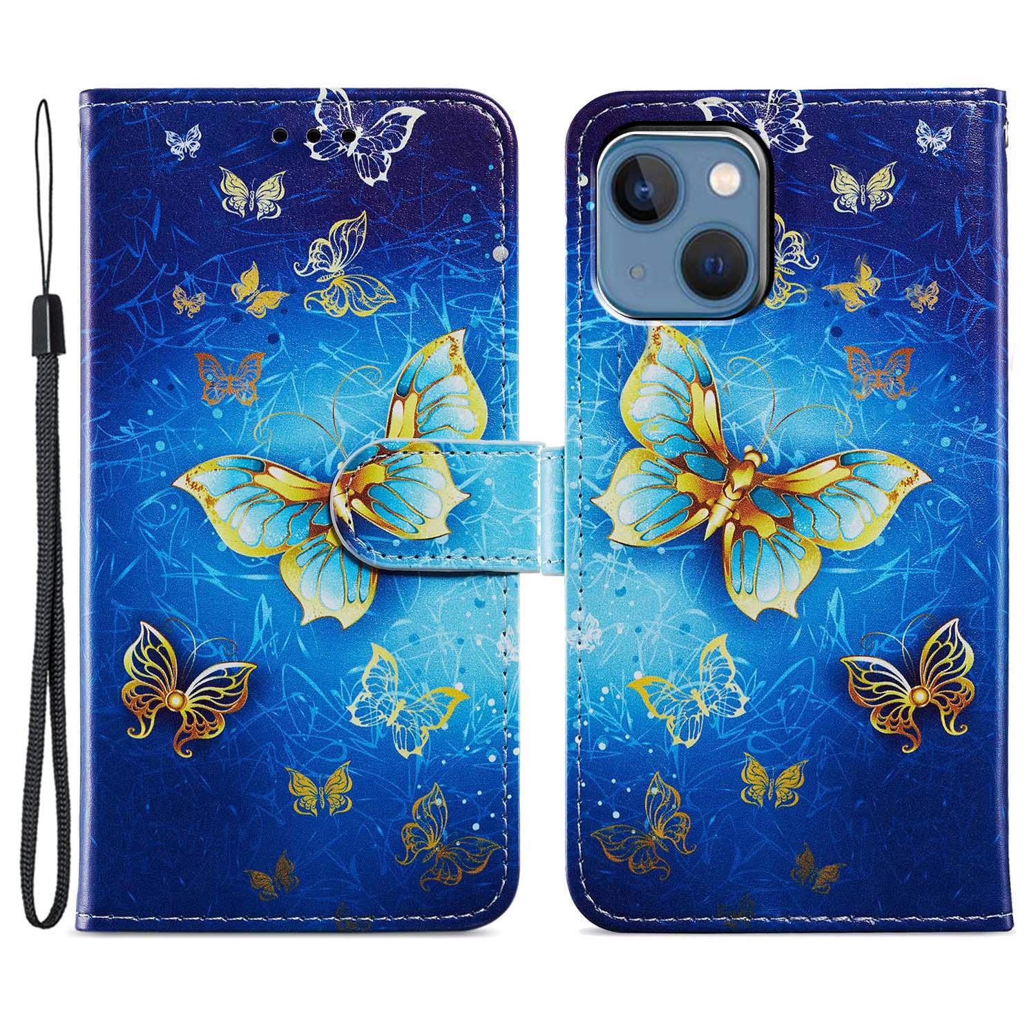 For iPhone 15 Plus Wallet Case PU Leather Pattern Printing Stand Phone Cover with Strap Golden Butterfly
For iPhone 15 Plus Wallet Case PU Leather Pattern Printing Stand Phone Cover with Strap Golden Butterfly