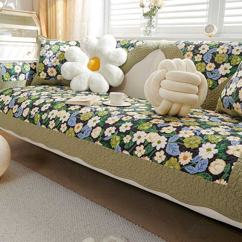 Подушка для дивана в корейском стиле с мелким цветочным рисунком, всесезонная, из обычных тканей, нескользящая, хлопковая, летняя, простая, из стираного хлопка, новинка