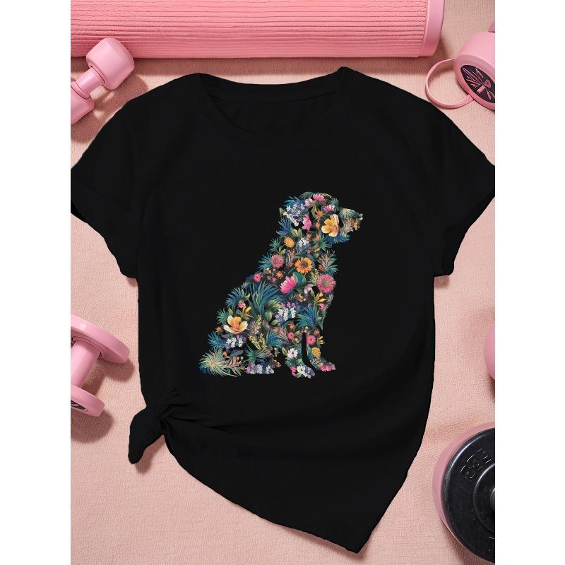 Women Sports Short Sleeve T-Shirt Floral Dog Silhouette Print Casual Sports Fashion Top 4XL чорний
Women Sports Short Sleeve T-Shirt Floral Dog Silhouette Print Casual Sports Fashion Top 4XL чорний