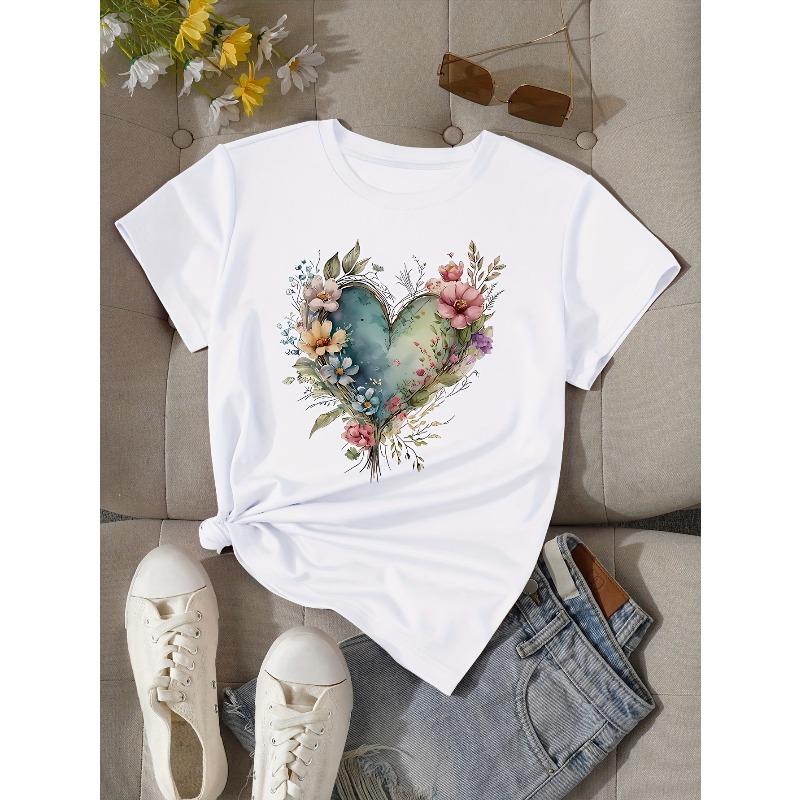 European Size Heart Print T-shirt, Short Sleeve Crew Neck Casual Top For Summer & Spring, Women s Clothing 4XL
European Size Heart Print T-shirt, Short Sleeve Crew Neck Casual Top For Summer & Spring, Women s Clothing 4XL
