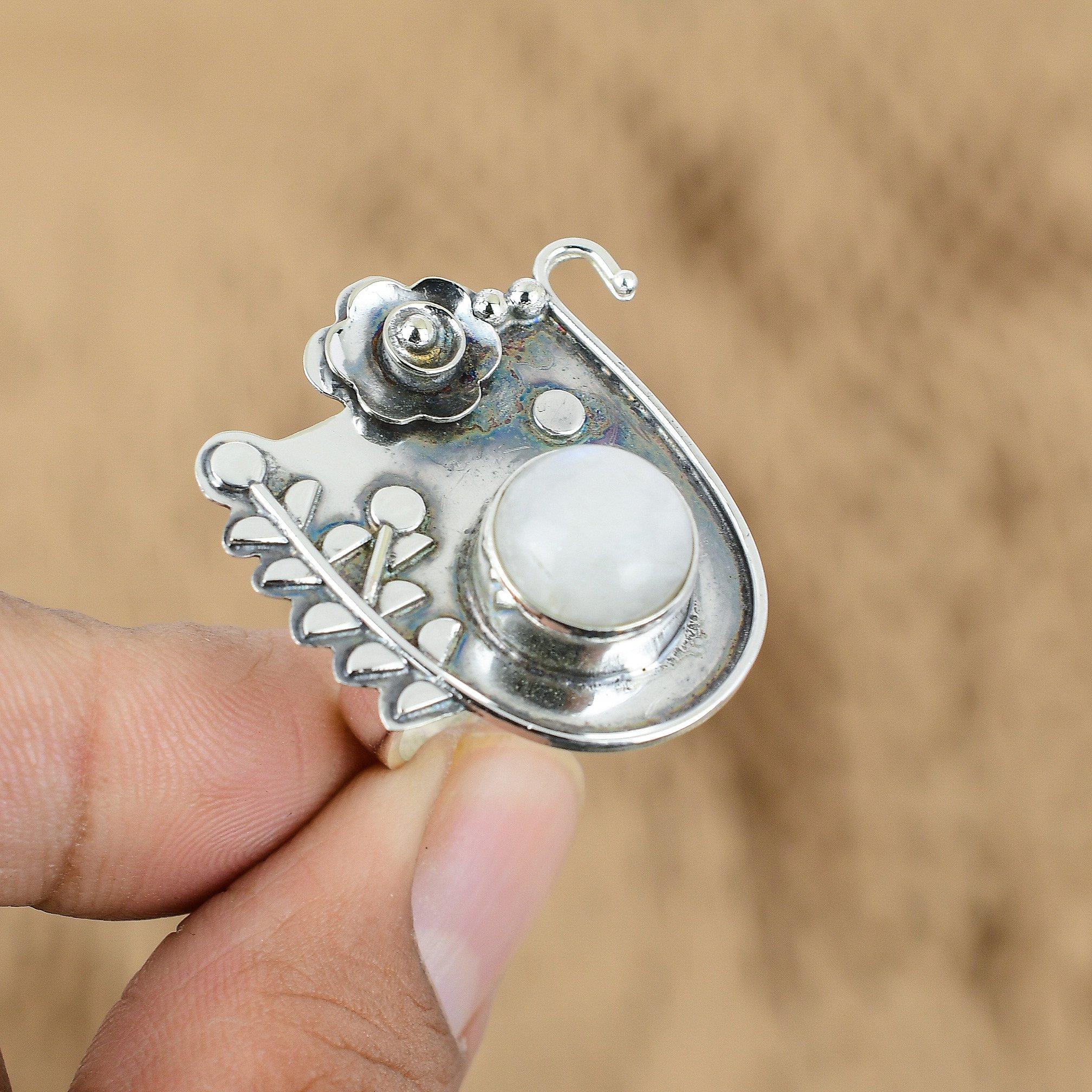 Mothers day Sale Round Rainbow Moonstone Stone 925 Silver Boho Flower New Ring Yes
Mothers day Sale Round Rainbow Moonstone Stone 925 Silver Boho Flower New Ring Yes