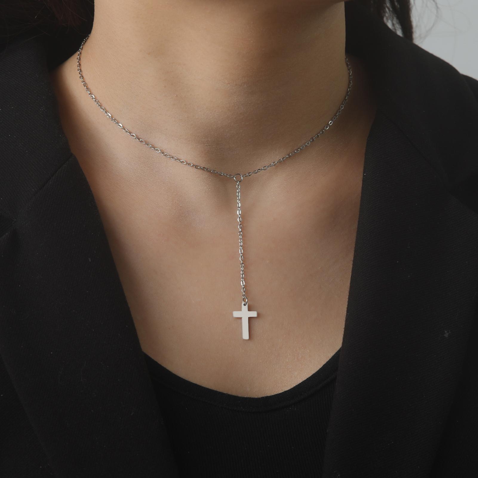 Cazador Jesus Religious Jewelry Double Cross Choker Necklaces Stainless Steel Gold Color Chain Necklaces for Women Girls 2025 45-50 cm
Cazador Jesus Religious Jewelry Double Cross Choker Necklaces Stainless Steel Gold Color Chain Necklaces for Women Girls 2025 45-50 cm