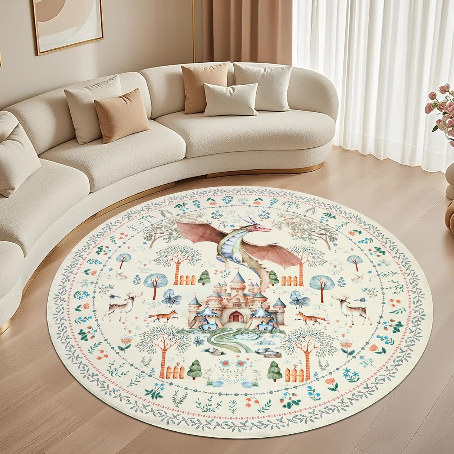 Round Fairy Tale Castle Dragon Carpet Fun Forest Animal Children s Room Carpet Home Decoration Living Room Bedroom Floor Mat 80cm x 80cm
Round Fairy Tale Castle Dragon Carpet Fun Forest Animal Children s Room Carpet Home Decoration Living Room Bedroom Floor Mat 80cm x 80cm