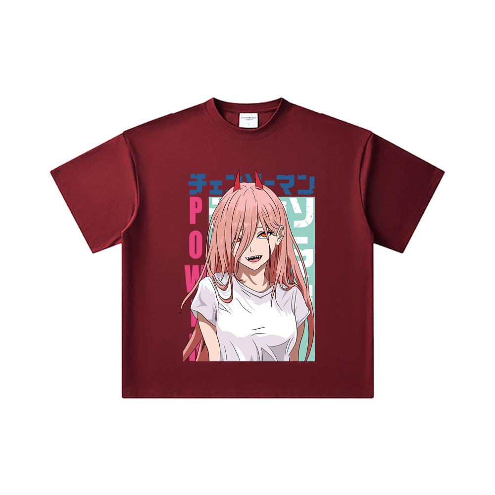 260 GSM Double Yarn 32 Count 100% Cotton Chainsaw Man V50 Power Print Unisex Heavy Cotton T Shirt 2XL вина червоного кольору
260 GSM Double Yarn 32 Count 100% Cotton Chainsaw Man V50 Power Print Unisex Heavy Cotton T Shirt 2XL вина червоного кольору