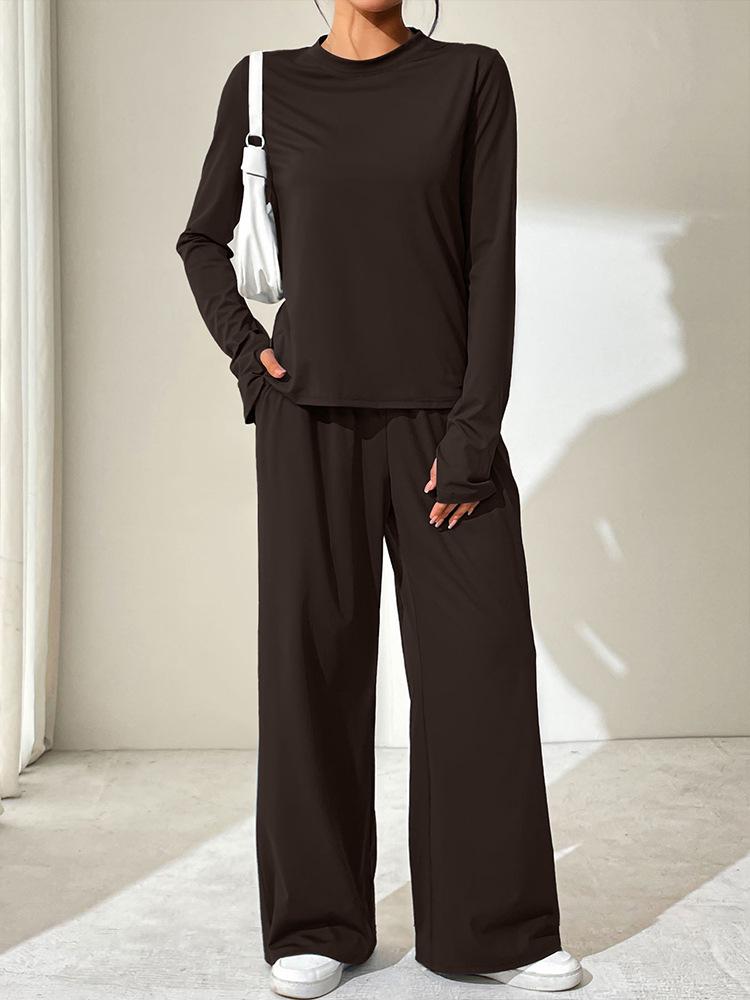 Women s Knit Solid Color Two-Piece Set: Long Sleeve T-shirt & Wide Leg Pants Small коричневый
Women s Knit Solid Color Two-Piece Set: Long Sleeve T-shirt & Wide Leg Pants Small коричневый