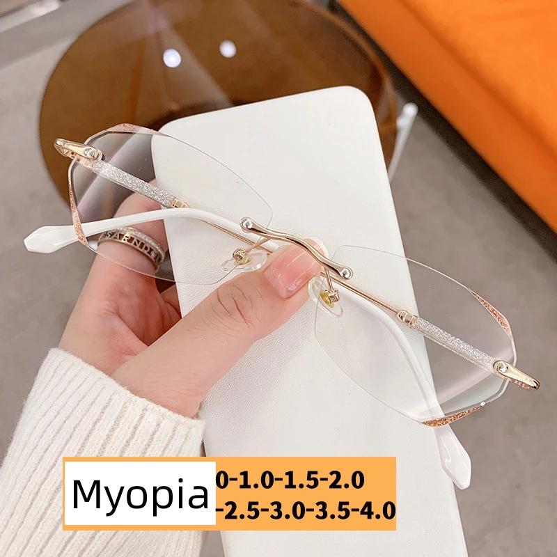 Очки для коррекции близорукости с алмазной резкой для женщин, мужчин, женщин, анти-синий луч, без оправы, роскошные модные очки для близорукости 0 золотой 
Очки для коррекции близорукости с алмазной резкой для женщин, мужчин, женщин, анти-синий луч, без оправы, роскошные модные очки для близорукости 0 золотой
