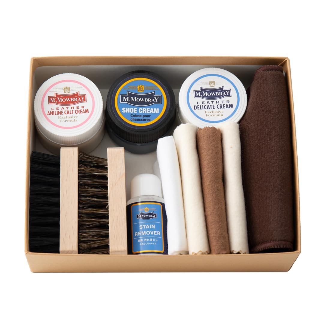 Shoe polishing and leather goods care mini cream trial set
Shoe polishing and leather goods care mini cream trial set