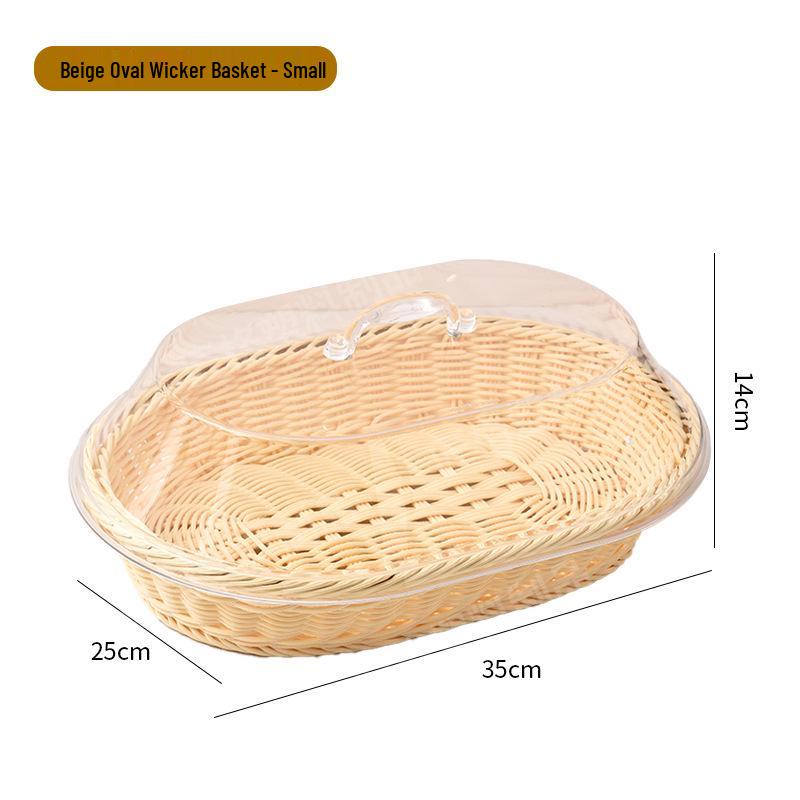 Oval Acrylic-Lidded Rattan Basket for Bread, Vegetables, and Dried Fruit
Oval Acrylic-Lidded Rattan Basket for Bread, Vegetables, and Dried Fruit
