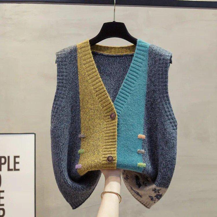 Color Block Sleeveless Sweater for Middle-Aged and Elderly Women - Versatile Knit Top for Spring/Autumn One Size (Height 85-155 cm) синій
Color Block Sleeveless Sweater for Middle-Aged and Elderly Women - Versatile Knit Top for Spring/Autumn One Size (Height 85-155 cm) синій