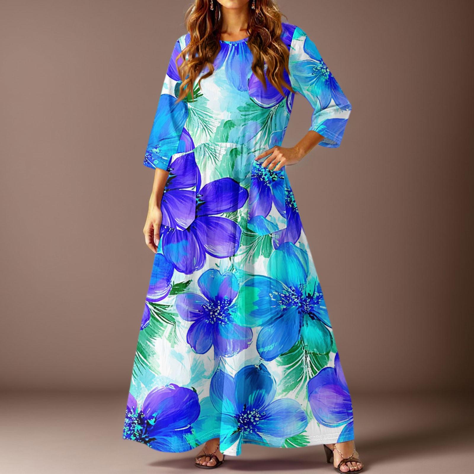 Жіноча повсякденна модна сукня максі з квітковим принтом, рукавом три чверті та кишенями L синій
Жіноча повсякденна модна сукня максі з квітковим принтом, рукавом три чверті та кишенями L синій