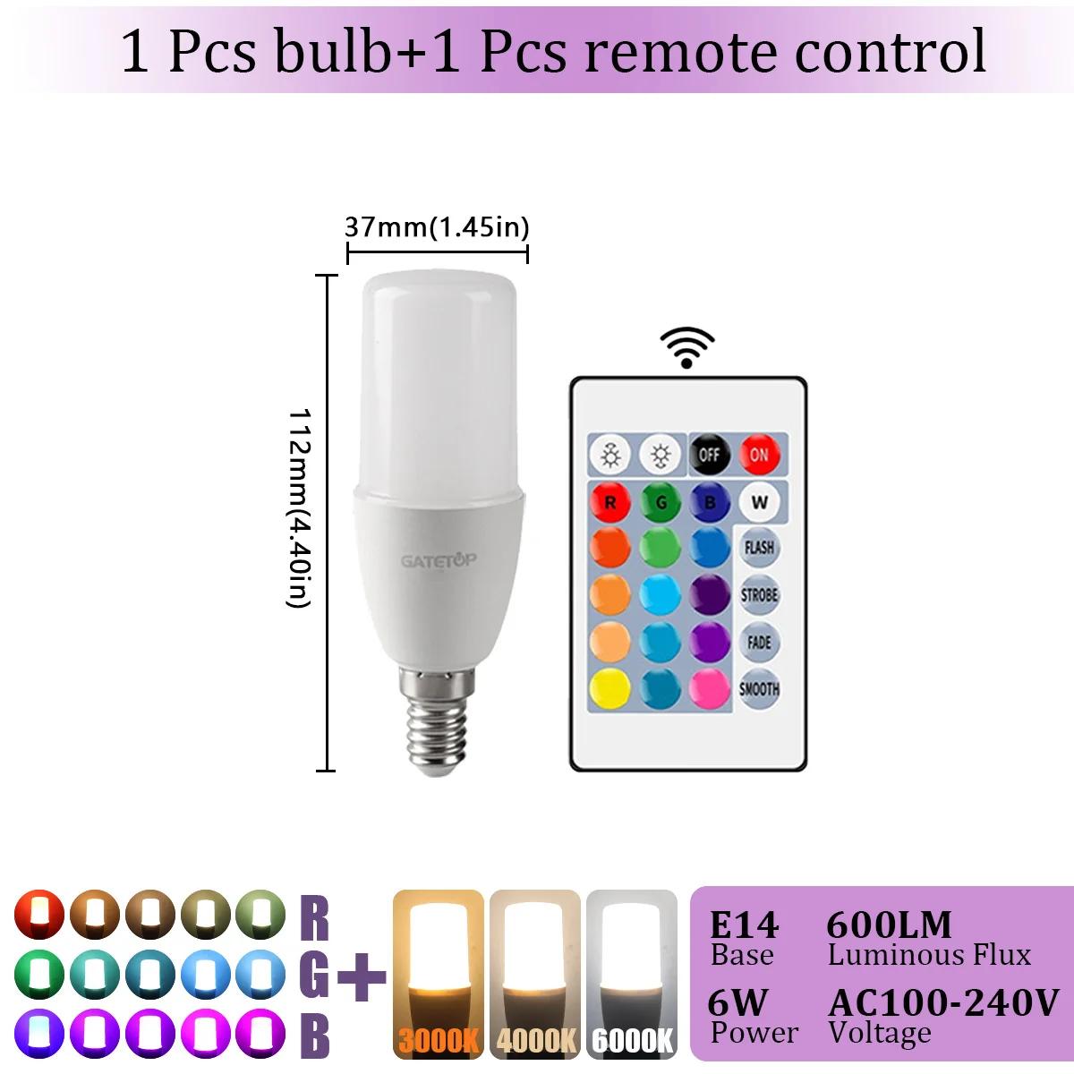 1-10PCS E14 16Colors RGB LED Bulb 24 Key Remote Control Dimmable 6W AC100-240V Colorful Change for Bedroom LivingRoom Lamps AC100-240V&RGB 4000K
1-10PCS E14 16Colors RGB LED Bulb 24 Key Remote Control Dimmable 6W AC100-240V Colorful Change for Bedroom LivingRoom Lamps AC100-240V&RGB 4000K