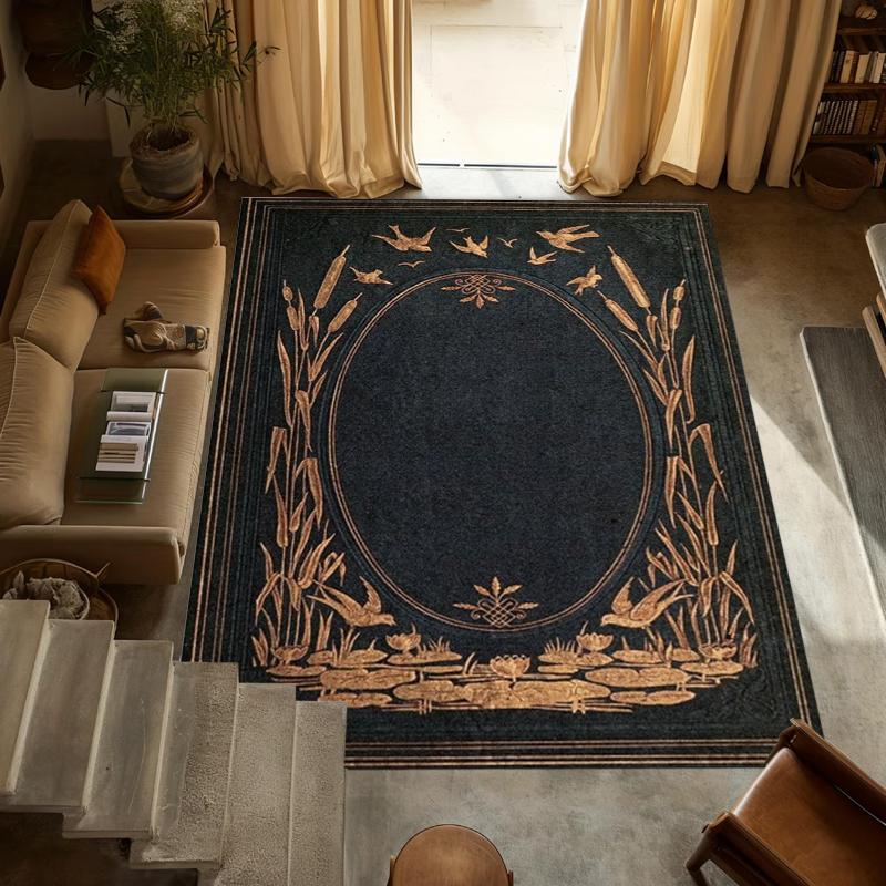 Vintage Golden Bird Lotus Carpet Mat Rug Home Decoration Navy Blue Luxury Living Room Bedroom Floor Area Rug with Golden Border 40x60cm
Vintage Golden Bird Lotus Carpet Mat Rug Home Decoration Navy Blue Luxury Living Room Bedroom Floor Area Rug with Golden Border 40x60cm