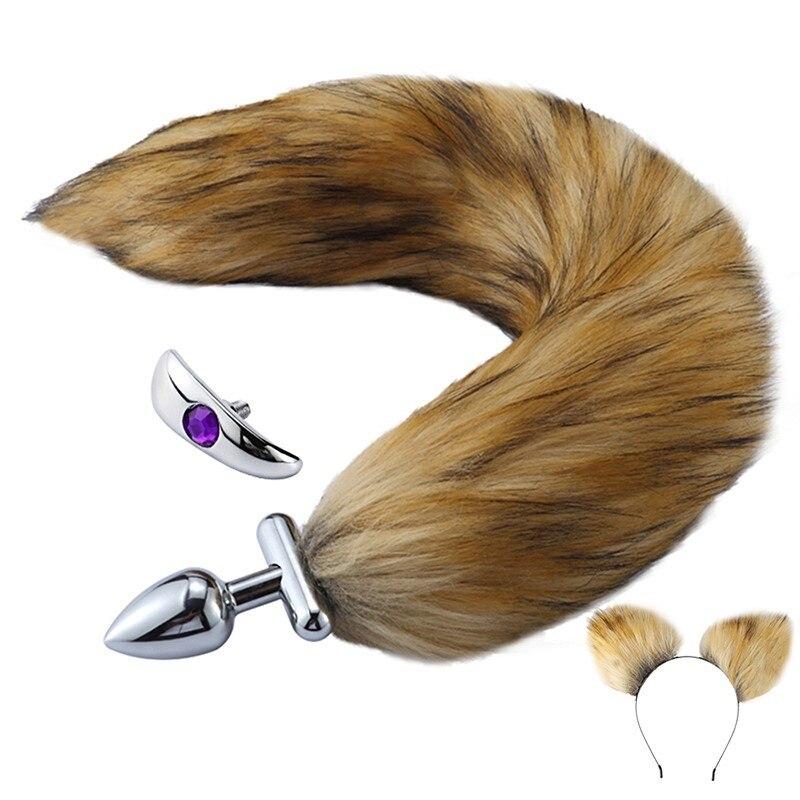 Cheap Bpm Cute Cat Ears Headbands With Fox Tail Metal Butt Anal Plug