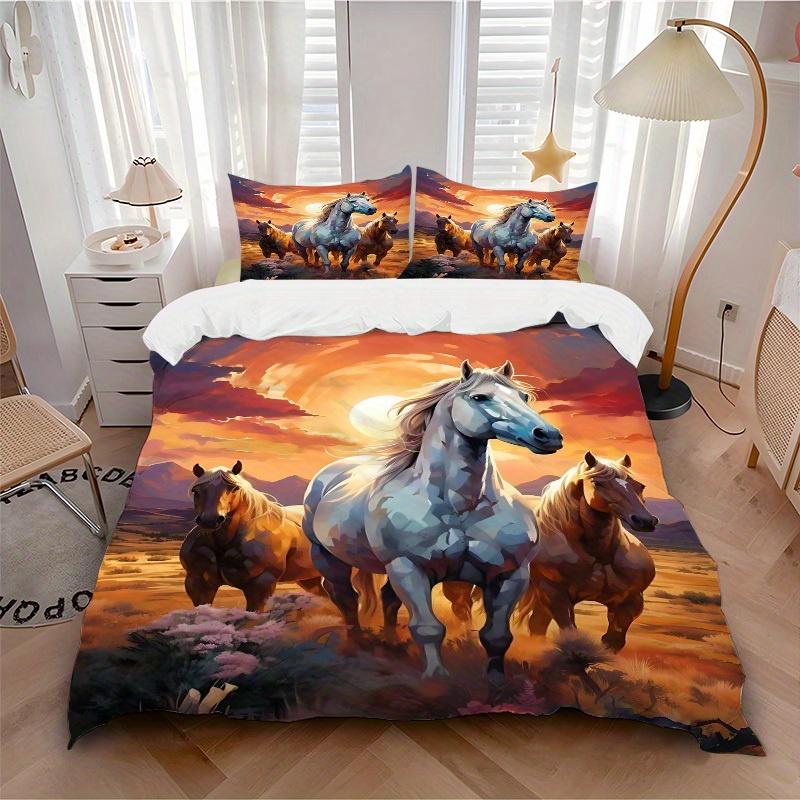 3pcs Animal-themed Horse Sunset Soft and Comfortable Breathability, Bedding Set, Machine Washable, Suitable for All Seasons134 135x200cm
3pcs Animal-themed Horse Sunset Soft and Comfortable Breathability, Bedding Set, Machine Washable, Suitable for All Seasons134 135x200cm
