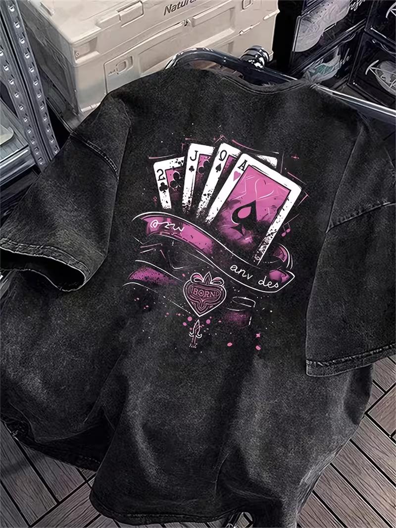 Vintage Washed Distressed Cotton TShirt with Poker Dice Lucky Print Retro Streetwear for Men Women Soft Casual Everyday Tee S
Vintage Washed Distressed Cotton TShirt with Poker Dice Lucky Print Retro Streetwear for Men Women Soft Casual Everyday Tee S