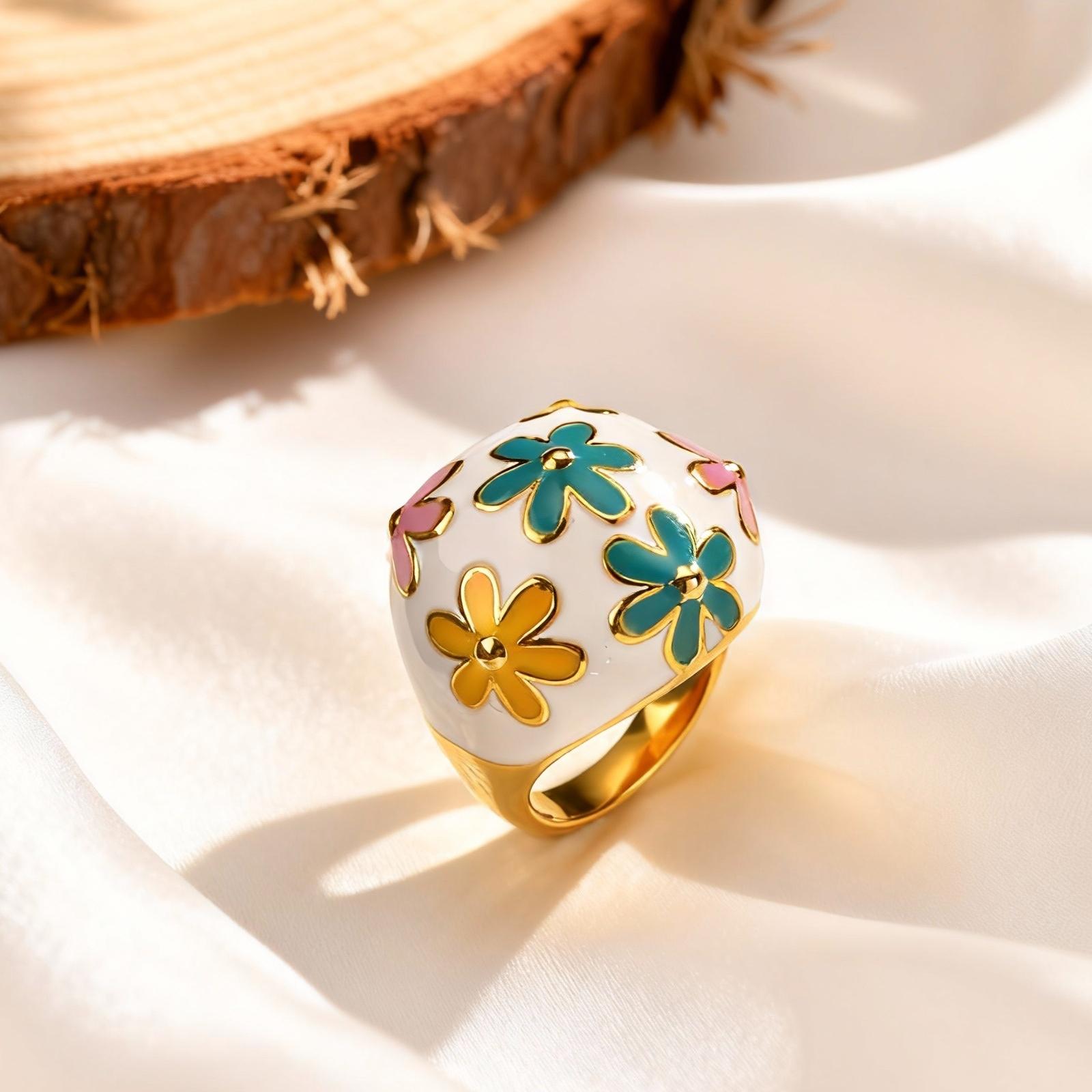 Women s Stainless Steel Colorful Flower Ring Gold Plated Attendance Banquet Rings Retro Ring Jewelry Gift 6
Women s Stainless Steel Colorful Flower Ring Gold Plated Attendance Banquet Rings Retro Ring Jewelry Gift 6