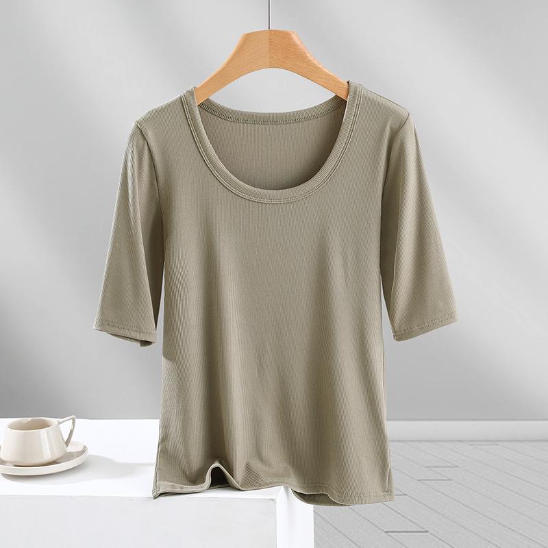 Женская футболка с круглым вырезом, рукавом средней длины и облегающего кроя - Новая весенне-летняя однотонная универсальная базовая модель Extra Large
Женская футболка с круглым вырезом, рукавом средней длины и облегающего кроя - Новая весенне-летняя однотонная универсальная базовая модель Extra Large