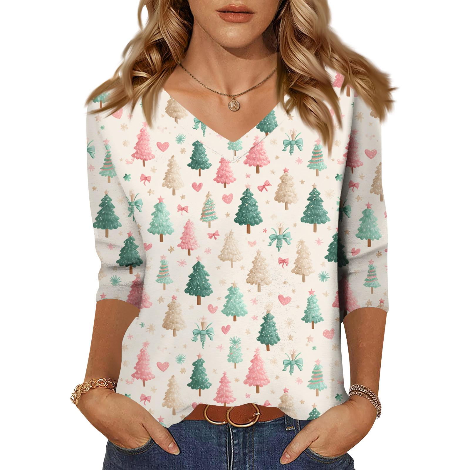 Женские топы Рубашка с рукавом три четверти V-образный вырез Свободная повседневная рубашка Футболка с принтом L
Женские топы Рубашка с рукавом три четверти V-образный вырез Свободная повседневная рубашка Футболка с принтом L