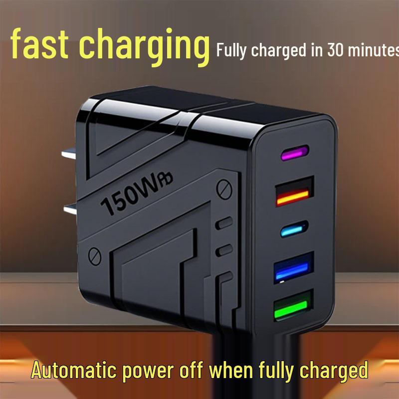 150W Gallium Nitride Multi-Port Fast Charger for Apple, Android, Huawei 150W Mecha Black - 5-Port Fast Charging
150W Gallium Nitride Multi-Port Fast Charger for Apple, Android, Huawei 150W Mecha Black - 5-Port Fast Charging