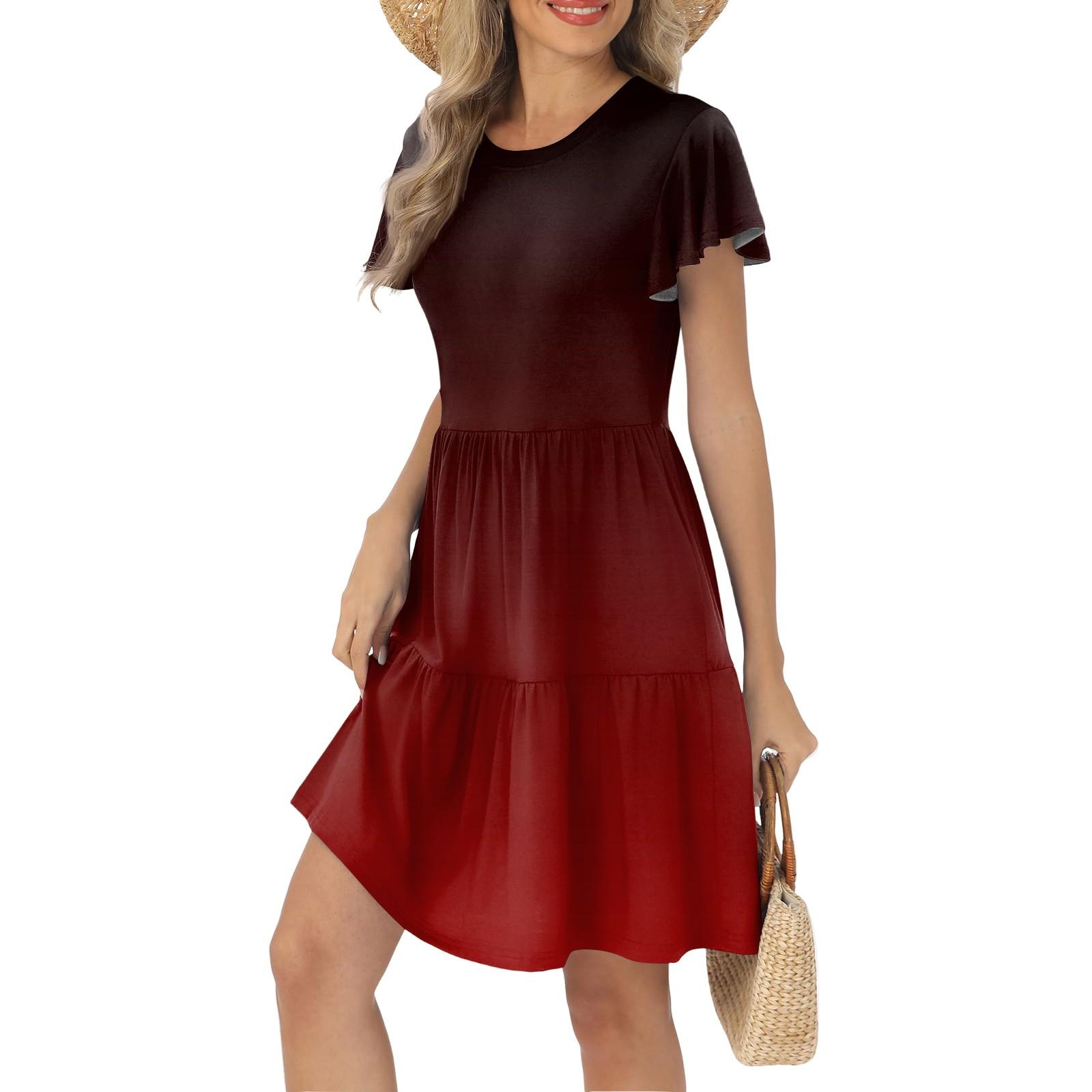 Женские летние повседневные платья с оборками на рукавах, круглым вырезом и карманом в полоску с градиентным принтом M винный
Женские летние повседневные платья с оборками на рукавах, круглым вырезом и карманом в полоску с градиентным принтом M винный